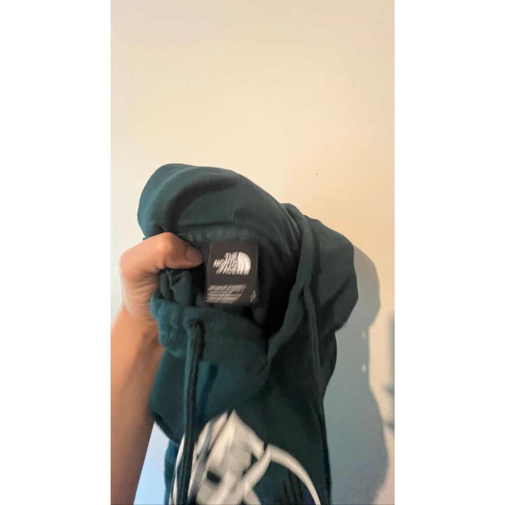 The North Face Women's Large Green Pullover Hoodie Plaid Logo Graphic Sweatshirt - Picture 6 of 7